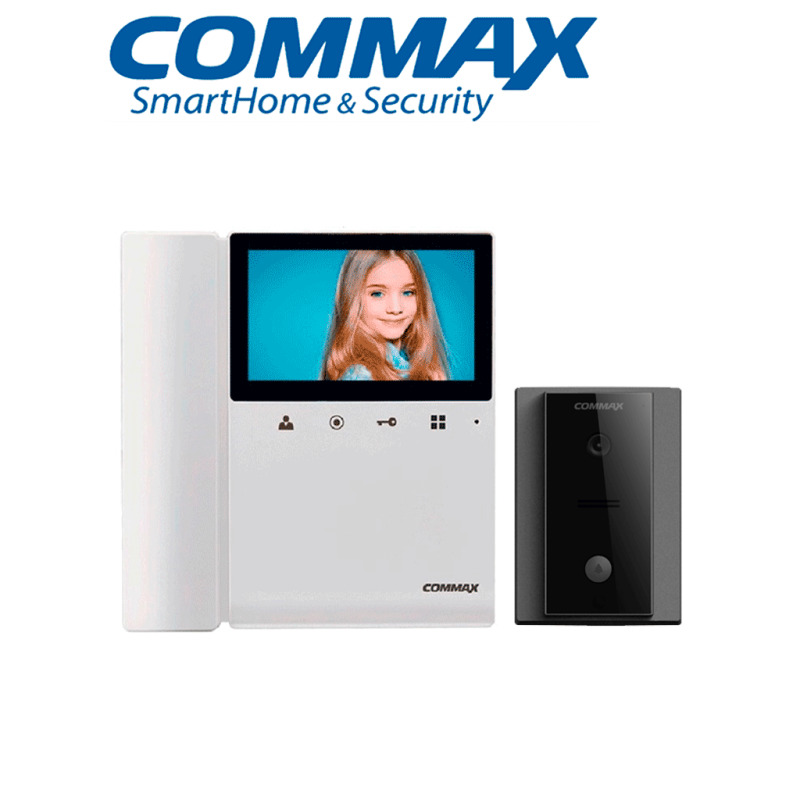 COMMAX CDV43K2DRC4LN - Kit de videoportero Commax a color con monitor de 4.3 pulgadas y auricular, frente de calle, comunicación con audio y video, función de apertura de puerta no requiere configuración