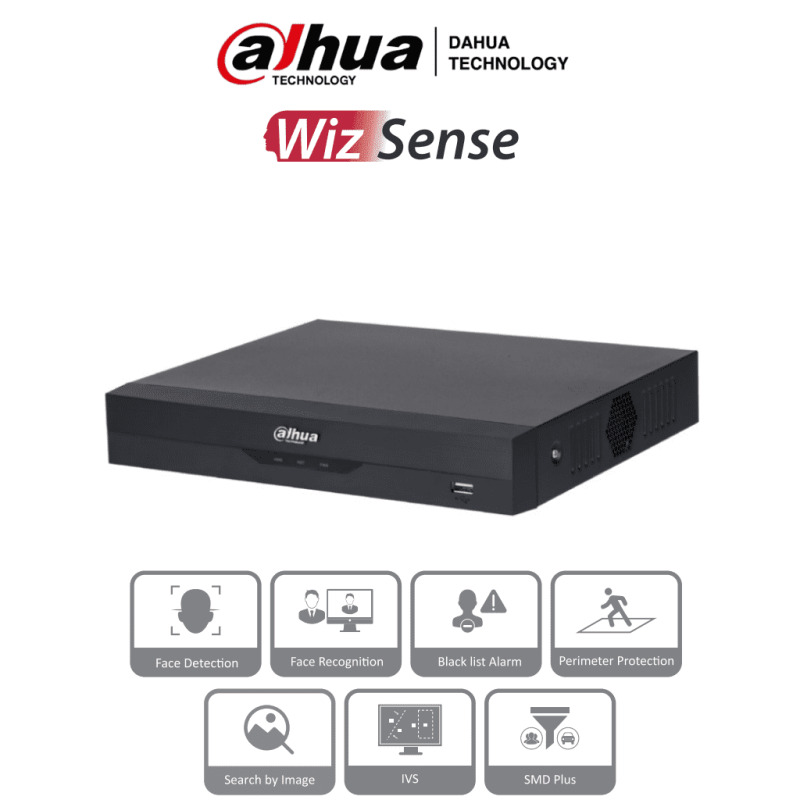 DAHUA DHI-NVR2104HS-P-I2 - NVR DE 8 Megapixeles/ 4k/ 4 Canales IP/ WizSense/ 4 Puertos Poe/ H265+/ Rendimiento de 80 Mbps/ HDMI y VGA/ 1 Ch de Reconocimiento Facial/ Protección Perimetral/ SMD Plus/ 1 Bahía de Disco Duro de 10 TB/ #LoNuevo
