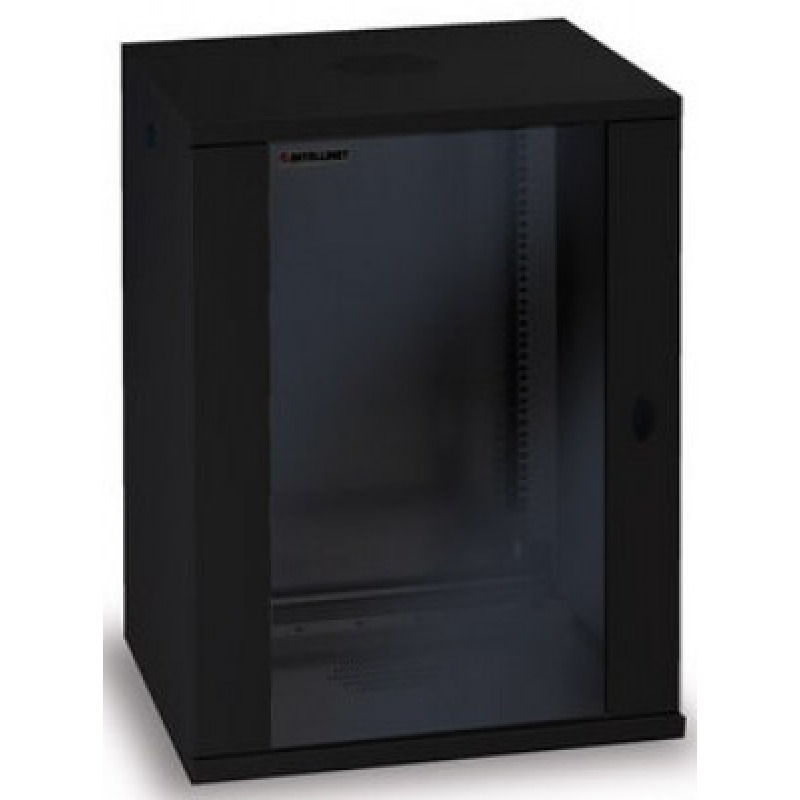 INTELLINET 711951- Gabinete mural de 19" / 15 UR / 570x600mm / Flatpack / Negro / 60 Kg / Puerta de cristal templado / Apertura de más de 180° image 2
