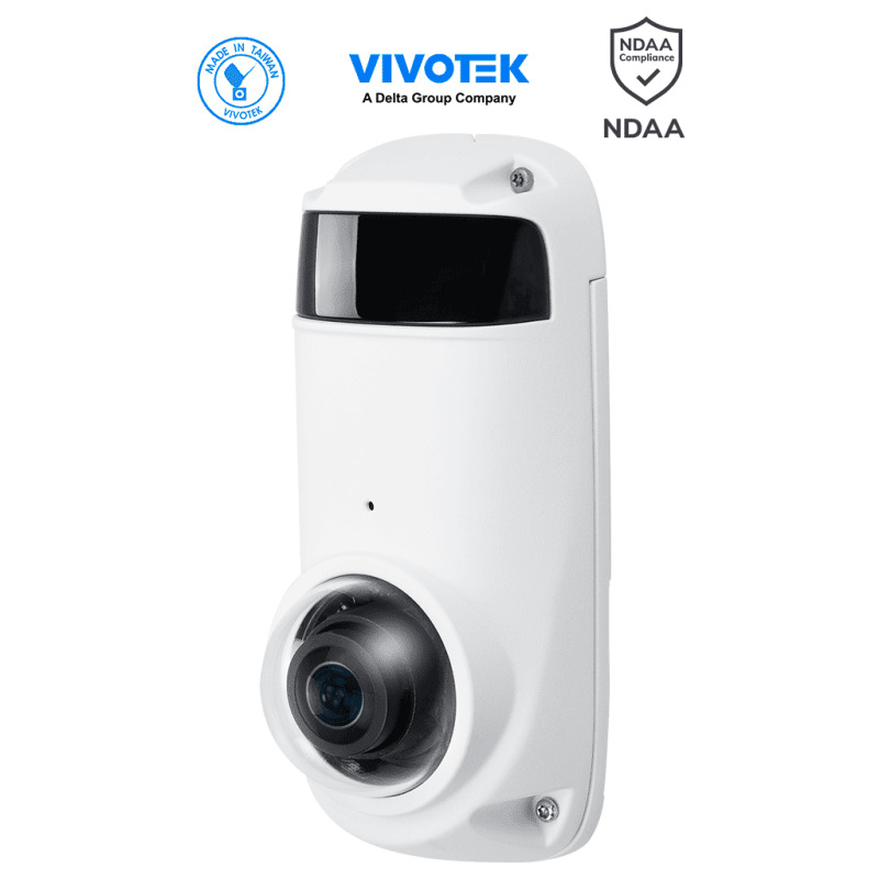 VIVOTEK CC9381-HV-v2 - Cámara IP panorámica exterior de 5 MP con visión 180º, Smart IR 15 Mts, IP66, IK10, WDR Pro, Micrófono integrado, Deep Search IA, Smart VCA,Trend Micro, Smart Stream III, NDAA, ONVIF