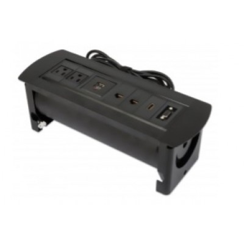 MANHATTAN 164856 - Caja de Conexiones para Escritorio de Apertura Giratoria/ 2 Puertos RJ45/ 1 Puerto HDMI con Conexión de Paso/ 2 Contactos Eléctricos/ 2 puertos USB-A con LED y 1 salida de hasta 2.1A / 5 VDC/ 1 Puerto VGA/ image 3