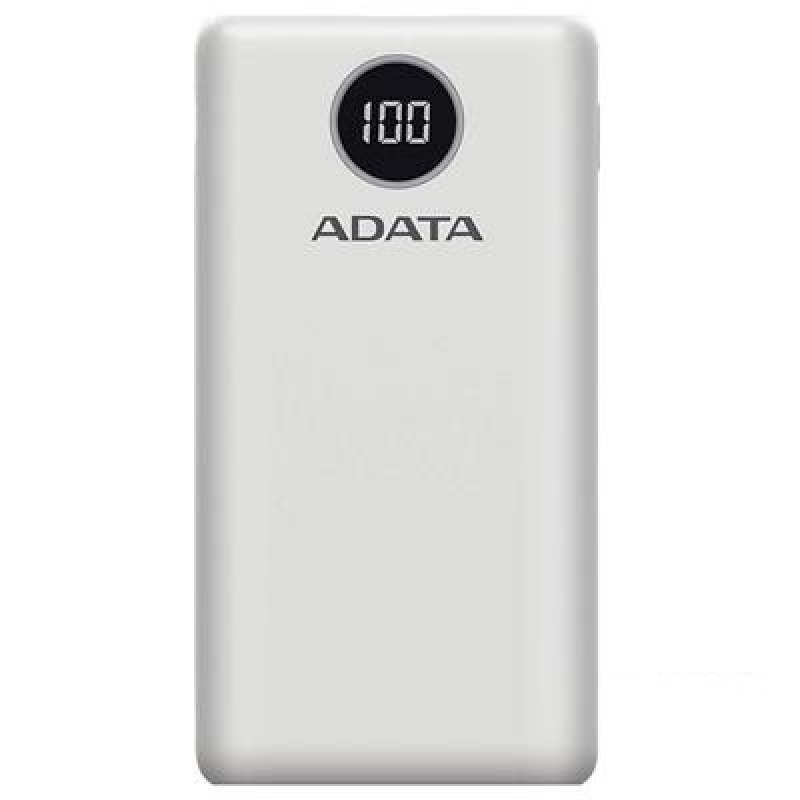 BATERIA DE RESPALDO ADATA POWER BANK P20000QCD 20000MAH/2 USB A/ 1 USB C/INDICADOR DE CARGA DIGITAL COLOR BLANCO (AP20000QCD-DGT-CWH)