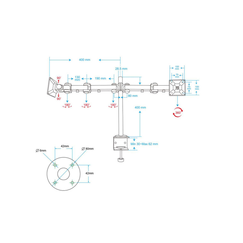 SOPORTE MONITOR,MANHATTAN,420808, P/2 MONITOR 13 A 24 ESCRITORIO image 6