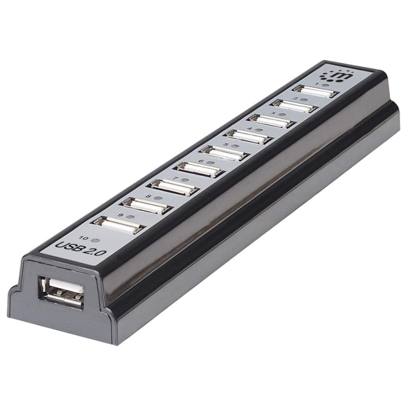 MANHATTAN 161572 - USB de Alta Velocidad de escritorio / 10 puertos, que proveen energía / 