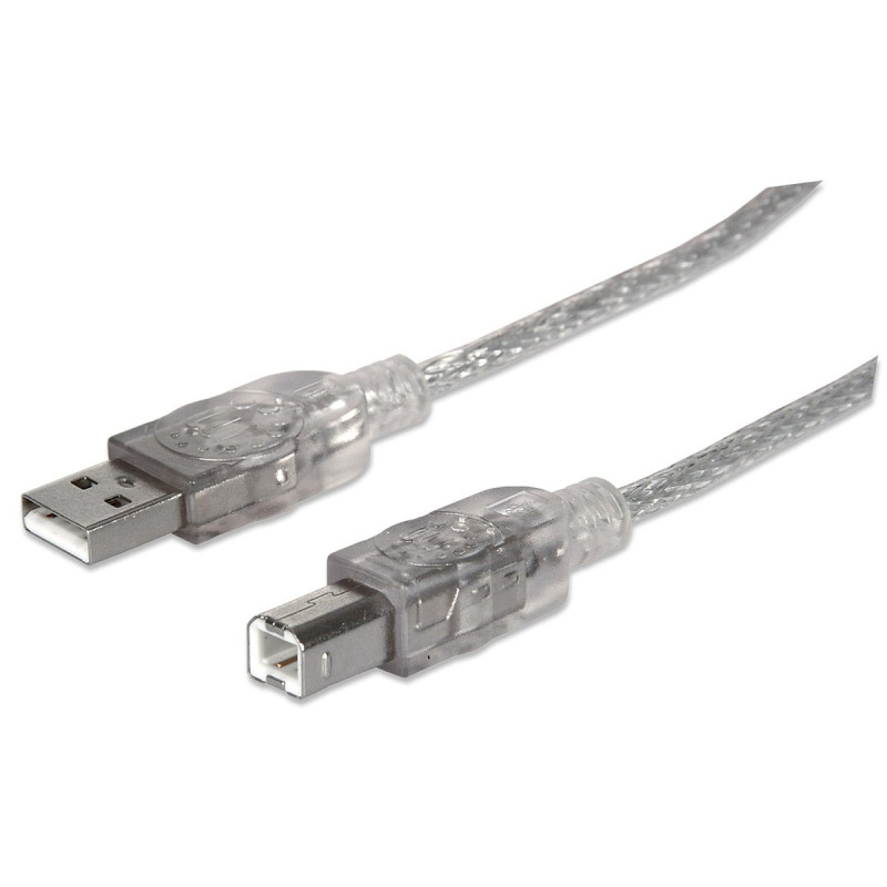 CABLE USB,MANHATTAN,340458, V2.0 A-B  3.0M, PLATA