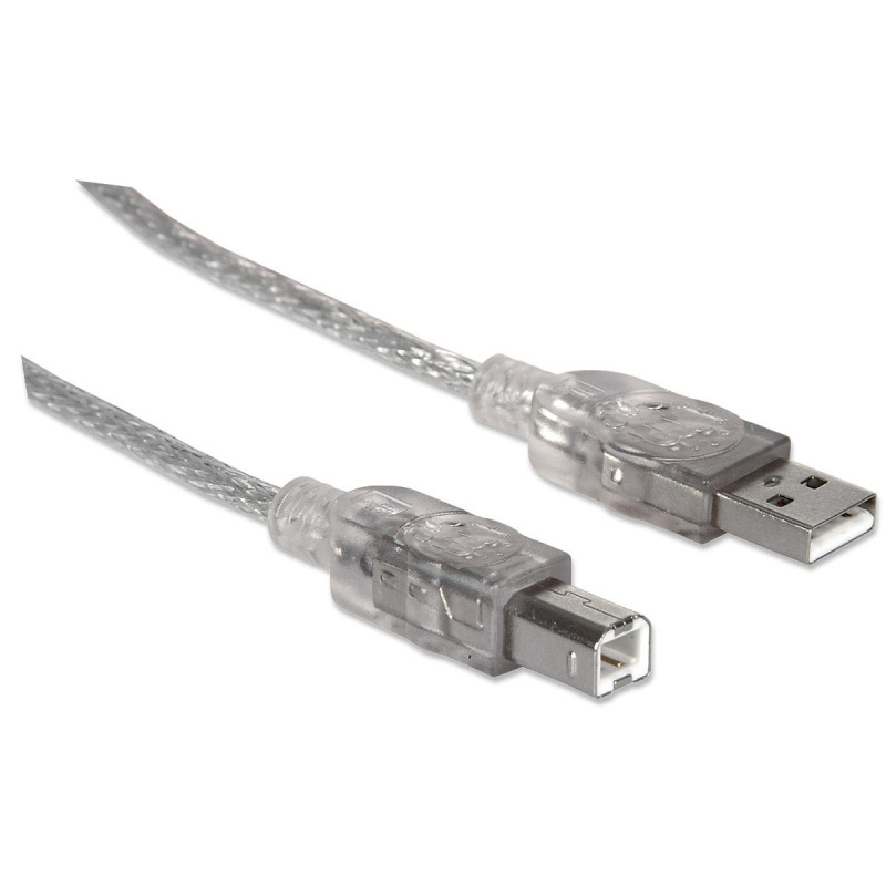 CABLE USB,MANHATTAN,340458, V2.0 A-B  3.0M, PLATA image 3