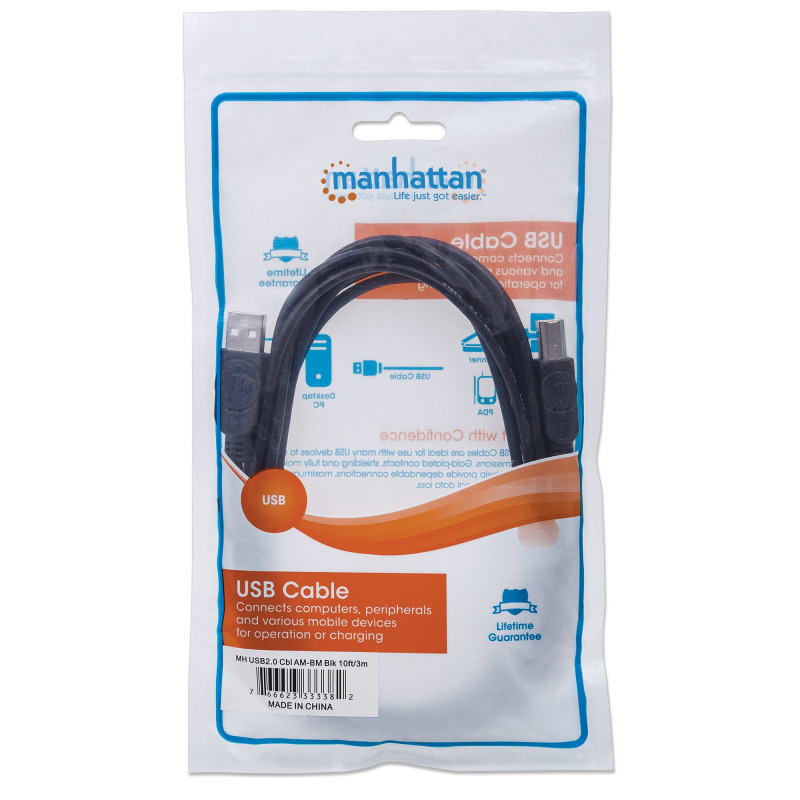 CABLE USB,MANHATTAN,33382, V2.0 A-B  3.0M, NEGRO image 4