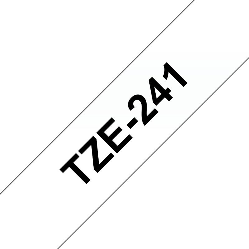 CINTA LAMINADA BROTHER TZE241 LETRA NEGRA SOBRE FONDO BLANCO Y GROSOR DE 18MM