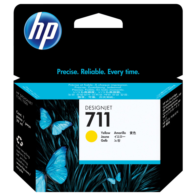 TINTA HP LF 711 CZ132A AMARILLO DESIGNJET T120 T520 29ML
