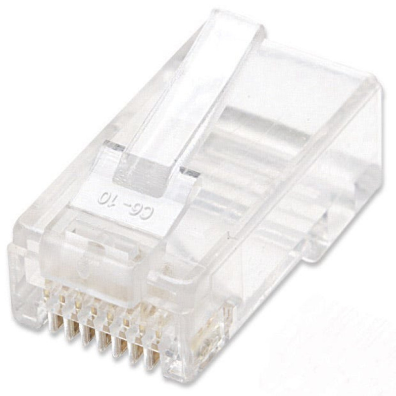 INTELLINET 502344 PLUG RJ45 CAT6 MULTIFILAR UTP BOTE 100 PZAS ORO 15-MICRAS UTP, 2 puntas, para cable multifilar, 100 plugs en bote
