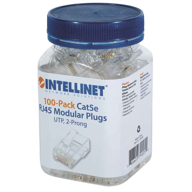 INTELLINET 790055 PLUG RJ45 CAT5E MULTIFILAR UTP BOTE 100 PZAS ORO 15-MICRAS UTP image 4