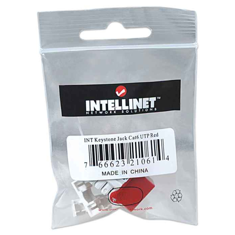 INTELLINET 210614 - Jack RJ45 /Cat 6 / KEYSTONE / Color rojo / De impacto / Para cable sin blindaje UTP Cat 6 / Compatible con herramientas de ponchado 110 y Krone (Sobre Pedido) image 4