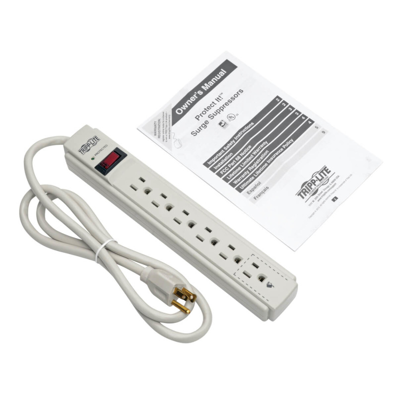 SUPRESOR DE PICOS TRIPP-LITE TLP604 CON 6 CONTACTOS, CABLE 1.22 M (4 PIES), 790 JOULES, GABINETE GRIS CLARO. image 19