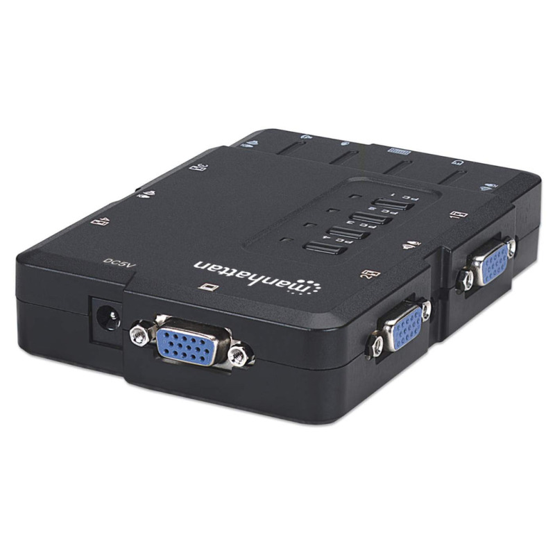 MANHATTAN 151269   - Mini Switch KVM Compacto de 4 Puertos/ Maneje/Controle 4 computadoras USB desde un Solo Teclado, Monitor y Ratón/ Conmutación de Audio y Micrófono/ Selección del Canal a Través de Botones y Teclas Definidas/  image 6