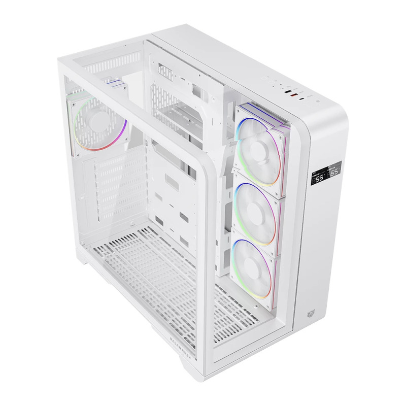 GABINETE GAMER BALAM RUSH TANK EXPERT CURVE 7400 / MEDIA TORRE / ATX - M-ATX - ITX / CRISTAL TEMPLADO / PANTALLA DE MONITOREO / SOPORTE PARA ENFRIAMIENTO / ILUMINACION ARGB / BLANCO / BR-941600 image 3