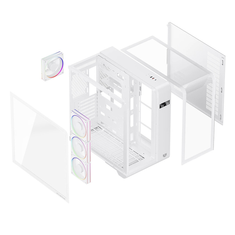 GABINETE GAMER BALAM RUSH TANK EXPERT CURVE 7400 / MEDIA TORRE / ATX - M-ATX - ITX / CRISTAL TEMPLADO / PANTALLA DE MONITOREO / SOPORTE PARA ENFRIAMIENTO / ILUMINACION ARGB / BLANCO / BR-941600 image 6