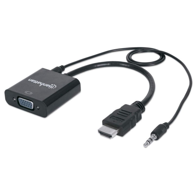 MANHATTAN 151559 - Convertidor HDMI a VGA / HDMI macho a VGA hembra / Con audio / Color negro 