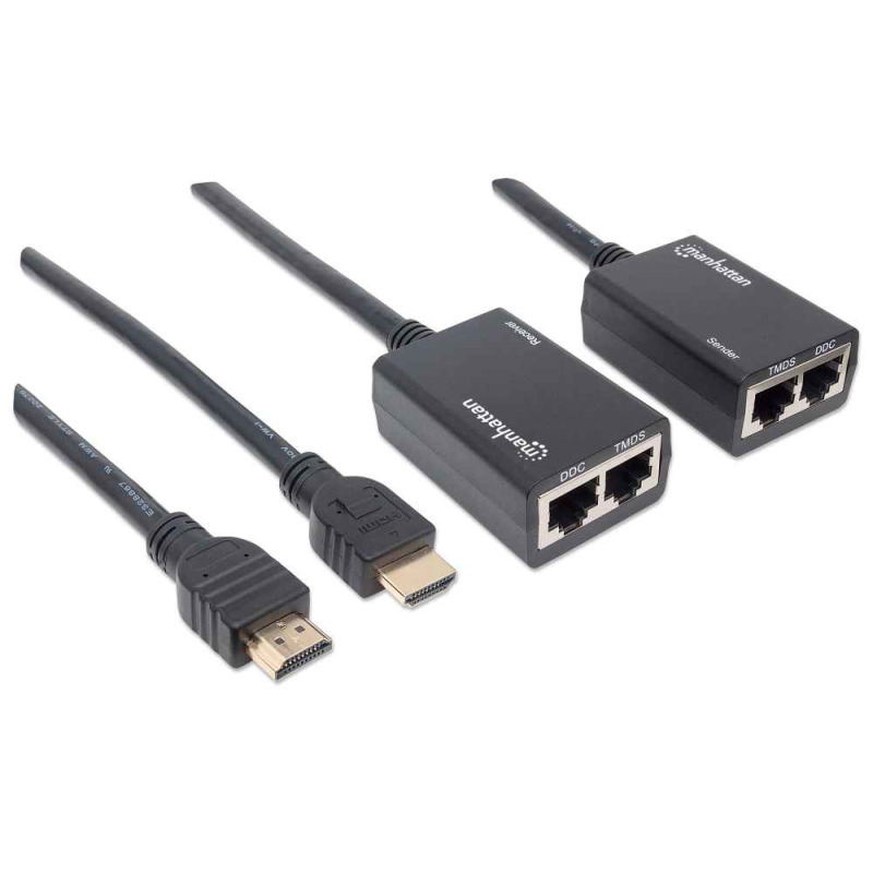 MANHATTAN 207386 - Extensor de HDMI por Cat5e/Cat6 / Extiende tu señal de 1080p hasta a 30m / cables HDMI integrados / 55 x 36 x 22 cm (Sobre Pedido) image 4