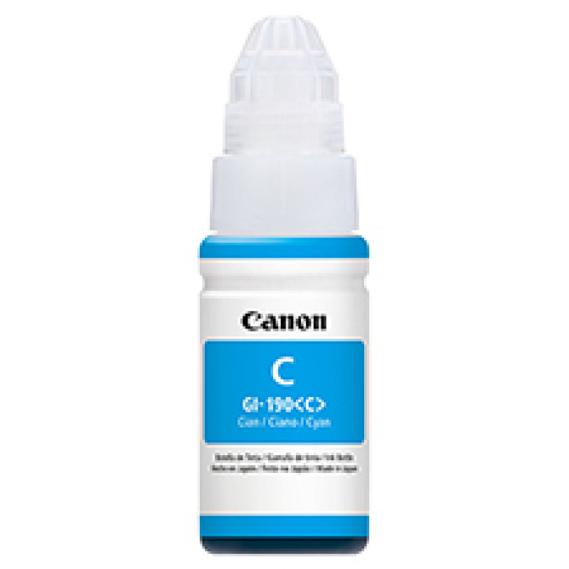 BOTELLA DE TINTA CANON GI-190 CYAN,RENDIMIENTO 7,000 PAGINAS,COMPATIBLE G1100,G2100,G3100,G4100