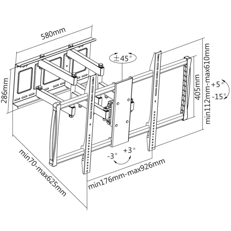 MANHATTAN 461221 Soporte para TV, de pared, movimiento articulado, pantallas curvas o planas de 60" a 100" de máximo 80 kg image 15