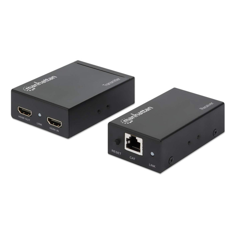 MANHATTAN 207461 Kit extensor de HDMI sobre Ethernet Extensor de señal HDMI (1080p hasta a 50 m / 164 ft.), Cable Cat6, Soporta IR (Sobre Pedido)