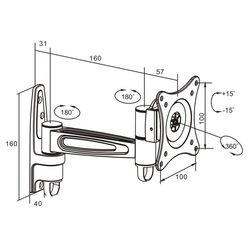 MANHATTAN 423670 - Soporte de Pared para Pantallas de 13 a 27"/ 15 Kg de Carga/ Brazo Articulado/ Distancia a la Pared de Hasta 40.8 cm/ Ajuste Horizontal y Vertical/ VESA 75/ 100/ image 5