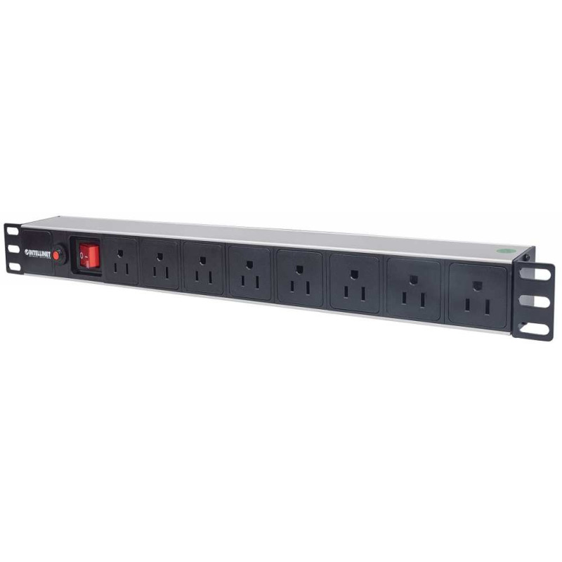 INTELLINET 713993- Barra PDU / 8 cont. Gab/Rack 19"/ 1U/ Contra sobrecarga / On/Off