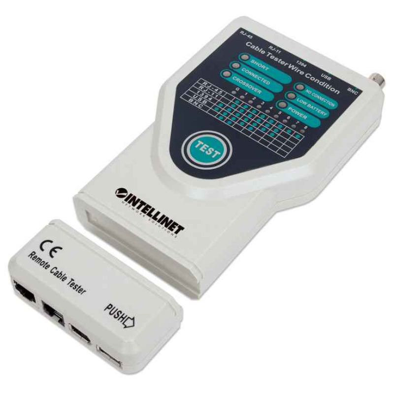 PROBADOR DE CABLE,INTELLINET,780094, RED 5 EN 1, RJ11 / RJ45 / USB / BNC / FIREWIRE