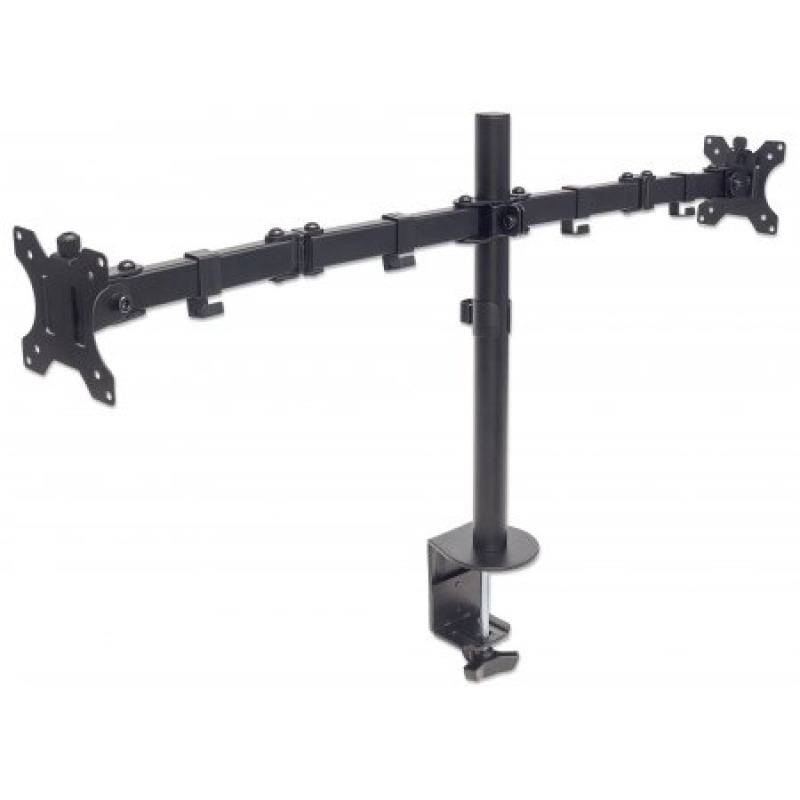 MANHATTAN 461528 - Soporte universal para 2 monitores con brazos de doble articulación / Color negro / 13" a 32" / Hasta 8Kg  / Inclinación de ±45° / Rotación de ±180° / Construído en acero / VESA  image 4