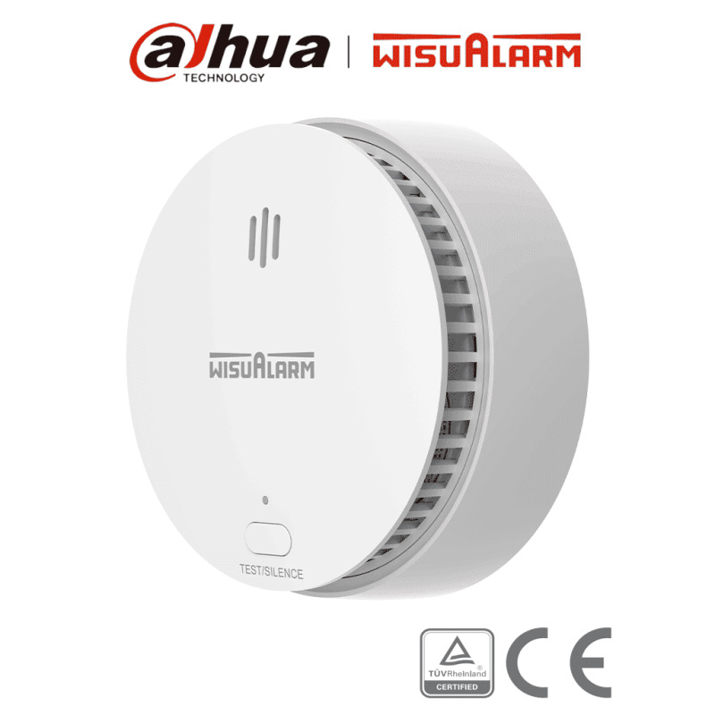 DAHUA WISUALARM HY-SA20A - Detector de Humo Standalone (Autonomo)/ Sensor Fotoeléctrico/ Sonido de Alarma de 85dB/ Alarma Visual y Audible/ Durabilidad de Batería hasta 10 años/ Certificaciones TÜV and CE/ #LoNuevo