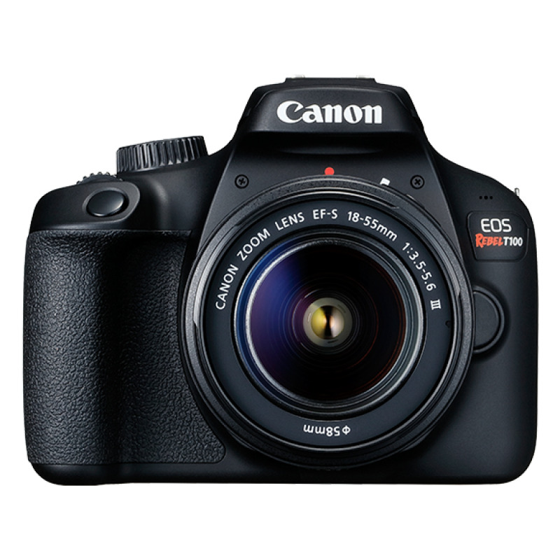 CAMARA CANON EOS REBEL T100, 18 MP, LENTE EF-S 18-55MM, SENSOR CMOS, PROCESADOR DIGIC 4, VIDEO FULL HD 1080, ISO FOTO 6400- VIDEO 6400, PUNTOS DE ENFOQUE 9 AF, LCD 2.7 PULGADAS