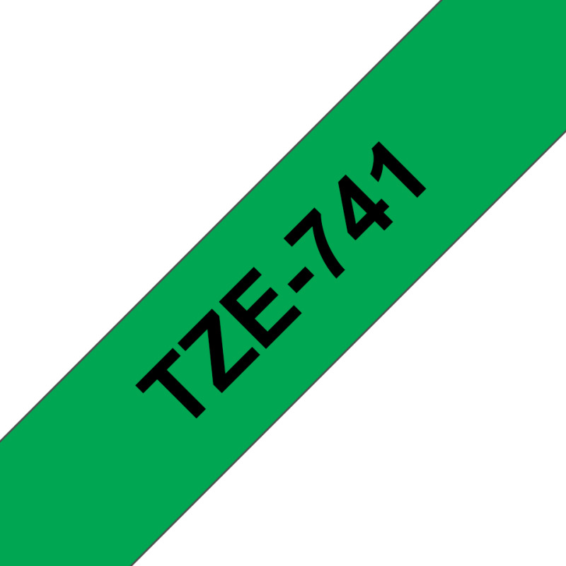 CINTA BROTHER LAMINADA TZE741 NEGRO SOBRE VERDE DE 18MM  PARA PT-9800PCN, PT-D400,PT-D600 image 2