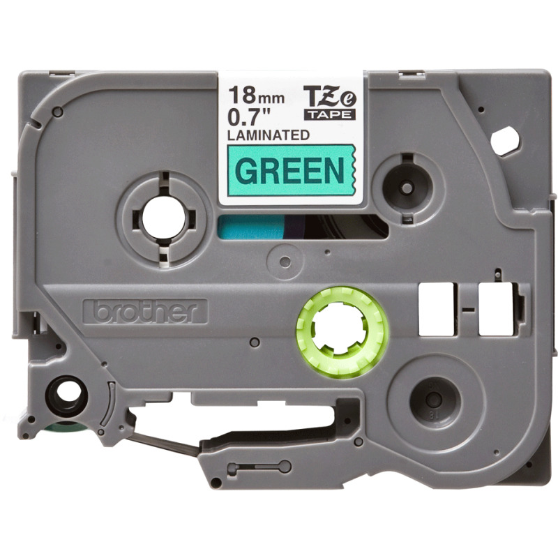 CINTA BROTHER LAMINADA TZE741 NEGRO SOBRE VERDE DE 18MM  PARA PT-9800PCN, PT-D400,PT-D600 image 9