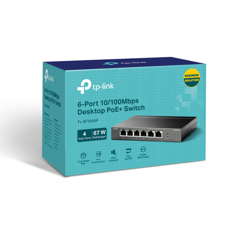 Switch PoE no Administrable de escritorio / 6 puertos 10/100 Mbps / 4 puertos PoE af/at / Presupuesto 67 W / Modo Extensor hasta 250 m / Calidad video prioritaria image 10