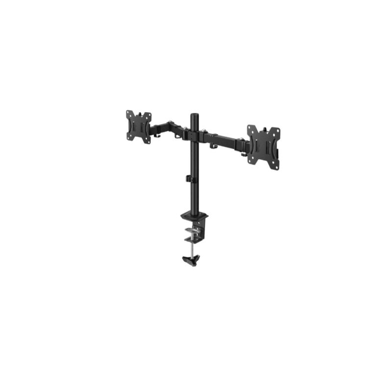 TCE LMG15-NB - Soporte de Escritorio para 2 Monitores de Hasta 27 Pulgadas /Estándar VESA: 75x75/ 100x100/ Ajuste Inclinación y Giro/ Soporta Hasta 9Kg / Articulaciones en Cada Brazo #NUEOMSAX