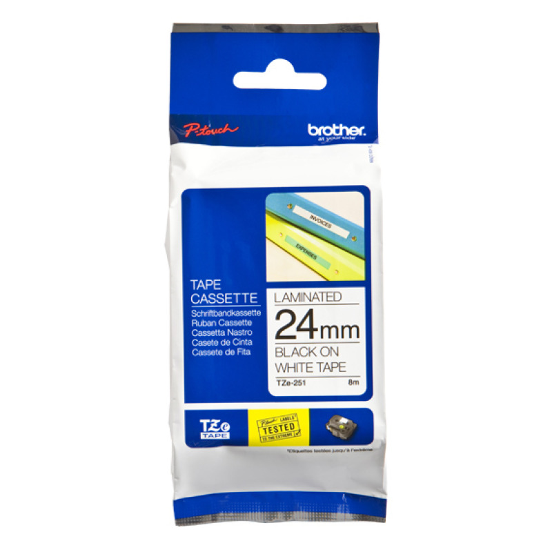 CINTA BROTHER LAMINADA TZE251 NEGRO SOBRE BLANCO DE 24 MM image 4