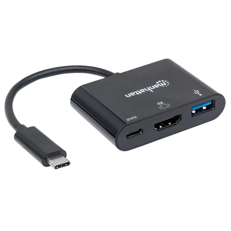 MANHATTAN 152037 - Estación Docking  HDMI Convertidor USB Tipo-C SuperSpeed, USB 3.1 Tipo-C Macho a HDMI, USB Tipo-A y USB Tipo-C Hembras, Convertidor multipuertos, Negro image 4