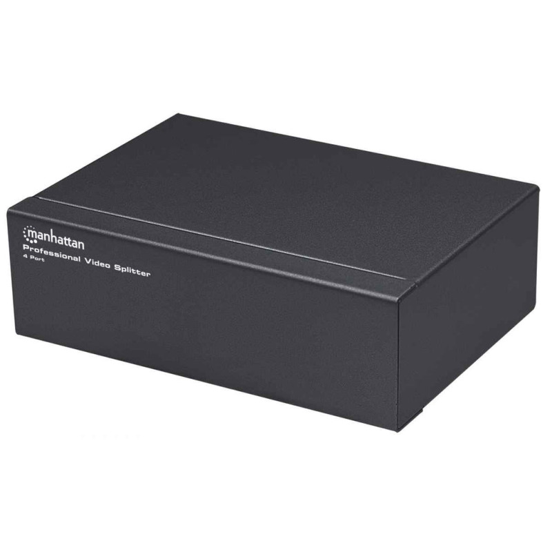 MANHATTAN 207348 - Splitter / Divisor de Video VGA/ Soporta SVGA/Multisync/ 1 Entrada y 4 Salidas VGA/ Distancia de Transmisión de Hata 65 Metros/ Indicador LED/ Ideal Para Monitores, Proyectores y PCs