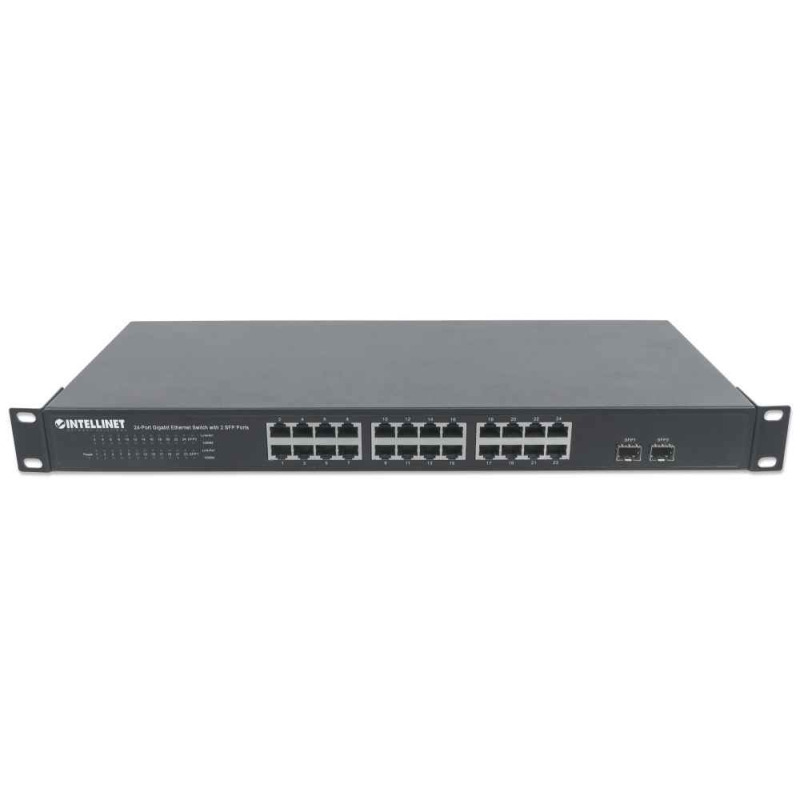 INTELLINET 561044 - Switch de 24 Puertos Gigabit Ethernet con 2 puertos SFP / 10/100/1000 Mbps RJ45 + 2 puertos SFP, IEEE 802.3az (Energy Efficient Ethernet), para montaje en rack de 19", chasis metálico image 5