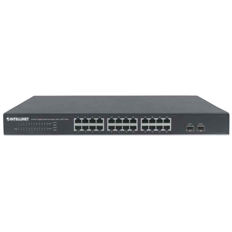 INTELLINET 561044 - Switch de 24 Puertos Gigabit Ethernet con 2 puertos SFP / 10/100/1000 Mbps RJ45 + 2 puertos SFP, IEEE 802.3az (Energy Efficient Ethernet), para montaje en rack de 19", chasis metálico image 6