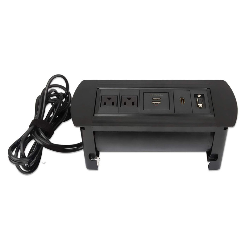 MANHATTAN 164832 - Caja de Conexiones para Escritorio de Apertura Giratoria/ 1 Puerto HDMI con Conexión de Paso/ 2 Contactos Electricos/ 2 puertos USB-A con LED y 1 salida de hasta 2.1A / 5 VDC/ 1 Puerto VGA/   image 5