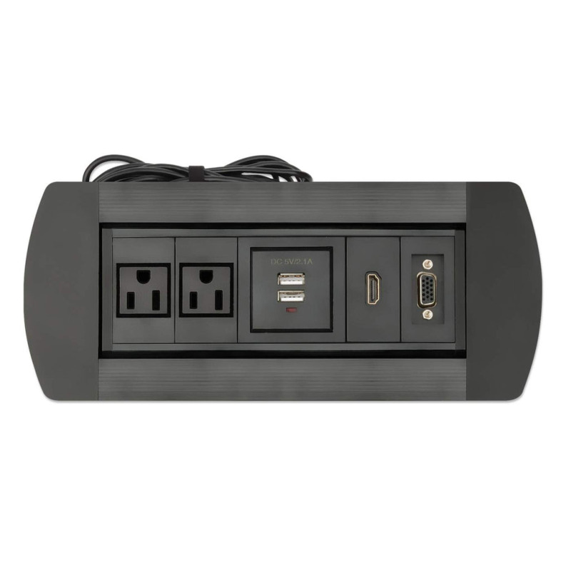 MANHATTAN 164832 - Caja de Conexiones para Escritorio de Apertura Giratoria/ 1 Puerto HDMI con Conexión de Paso/ 2 Contactos Electricos/ 2 puertos USB-A con LED y 1 salida de hasta 2.1A / 5 VDC/ 1 Puerto VGA/   image 9
