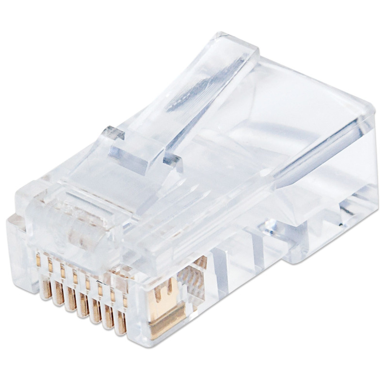 INTELLINET 790512 Plugs Modulares Intellinet RJ45 de 8 posiciones Cat 5e / Bote con 100 piezas / Contactos con chapa de oro de 50 µ / Admite 24 a 26 AWG