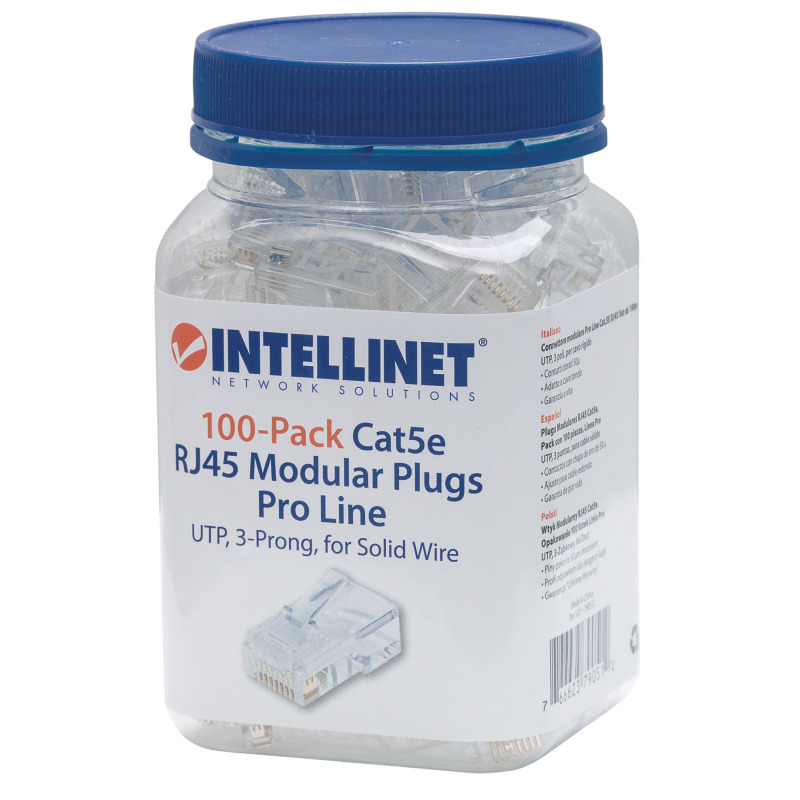 INTELLINET 790512 Plugs Modulares Intellinet RJ45 de 8 posiciones Cat 5e / Bote con 100 piezas / Contactos con chapa de oro de 50 µ / Admite 24 a 26 AWG image 4