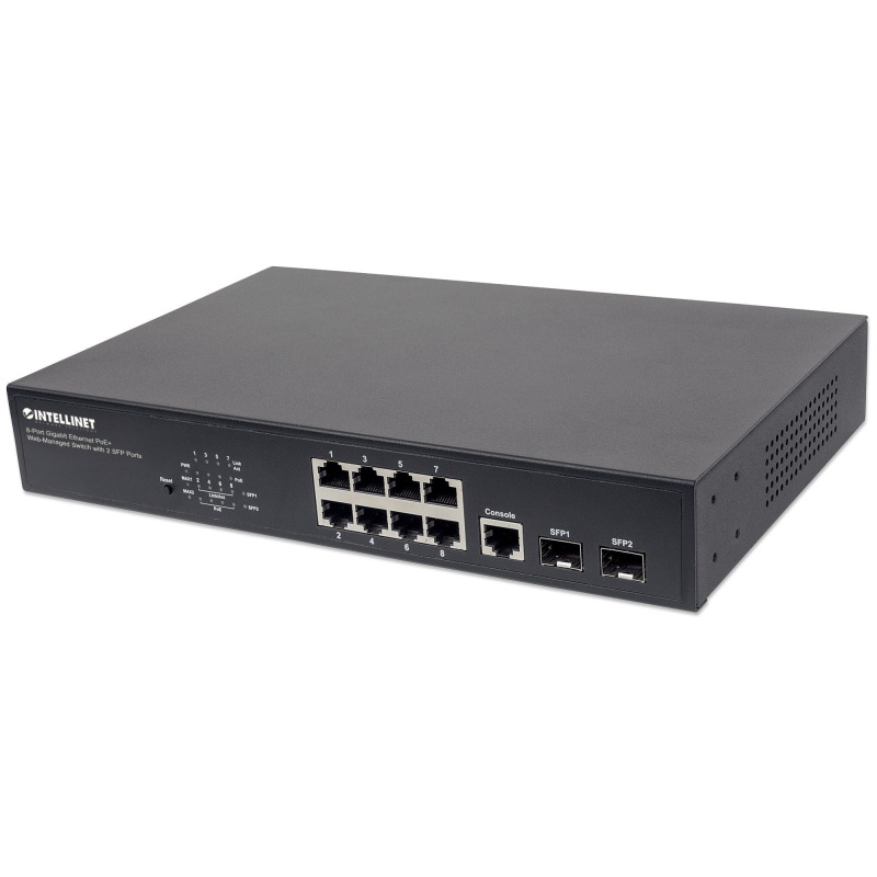 POE SWITCH ,INTELLINET,561167,WEBADMIN GB  8 PTOS 30W/PTO, 140W, 2 SFP PORTS