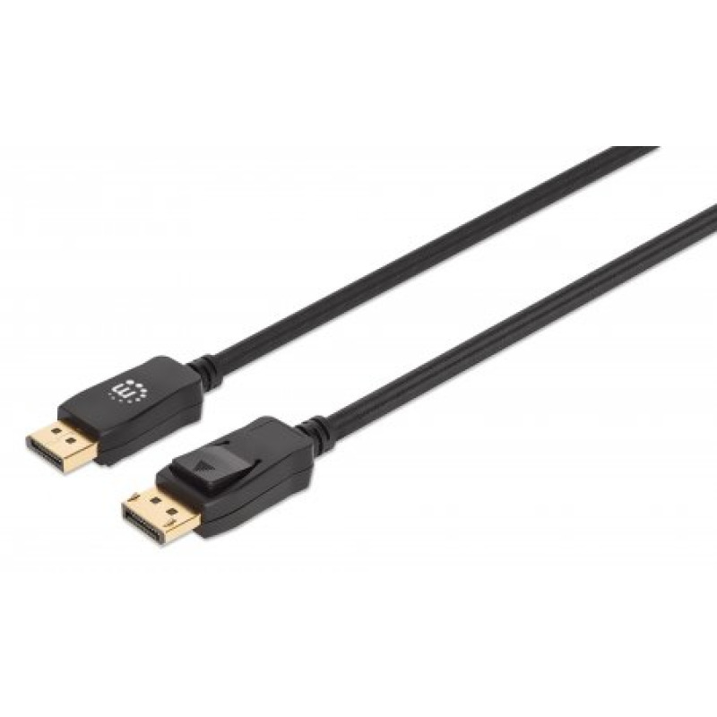 CABLE DISPLAYPORT,MANHATTAN,353618, V1.4 M-M 2.0M NEGRO 8K60HZ,CHAPADOS EN ORO