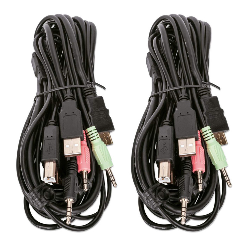 MANHATTAN 153522 - Switch KVM HDMI de 2 puertos para dos monitores / Conexiones HDMI de doble pantalla, 4K@30Hz, conexiones USB, conexiones de audio y micrófono de 3.5 mm, hub USB 2.0, negro image 8