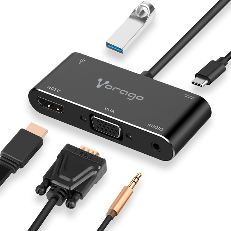 CONVERTIDOR VORAGO 5 EN 1 ADP-350 USB TIPO C A HDMI,VGA,USB 3.0,JACK 3.5MM,PD image 12