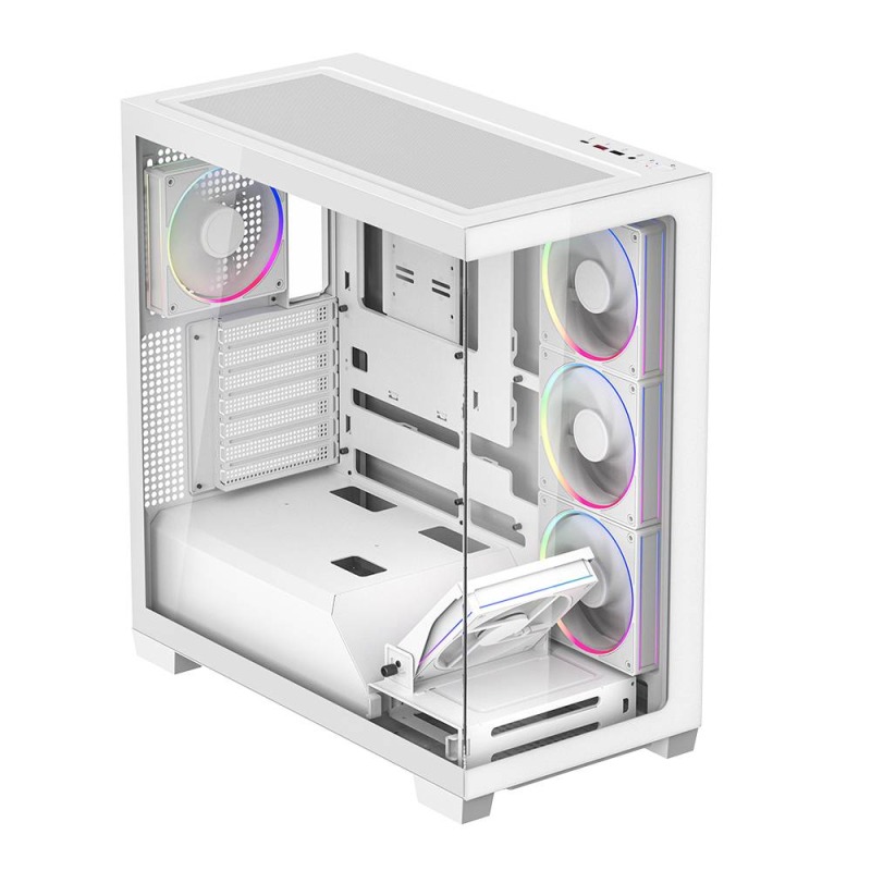 GABINETE GAMER BALAM RUSH TANK POLAR 7900 / MEDIA TORRE / ATX - M-ATX - ITX / VENTILADORES INCLUIDOS / CRISTAL TEMPLADO / SOPORTE PARA ENFRIAMIENTO LIQUIDO / ILUMINACION ARGB / BLANCO / BR-941488