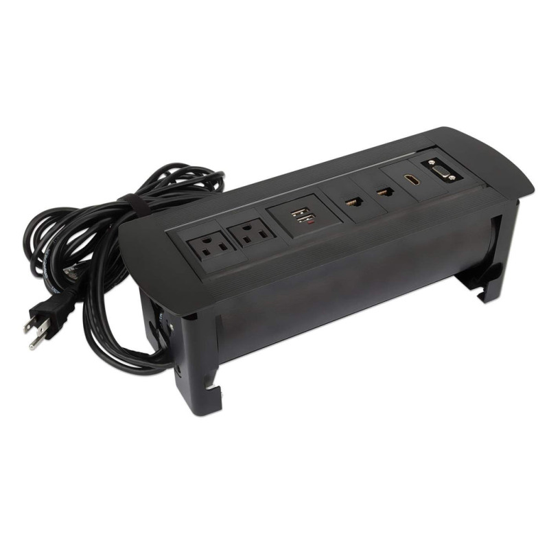 MANHATTAN 164856 - Caja de Conexiones para Escritorio de Apertura Giratoria/ 2 Puertos RJ45/ 1 Puerto HDMI con Conexión de Paso/ 2 Contactos Eléctricos/ 2 puertos USB-A con LED y 1 salida de hasta 2.1A / 5 VDC/ 1 Puerto VGA/ image 5
